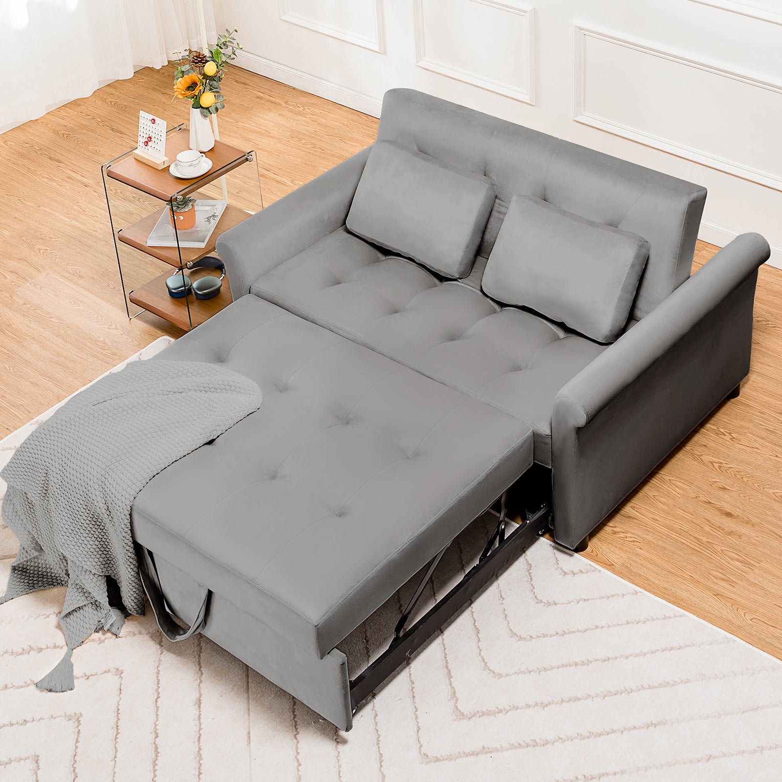 COMHOMA Convertible Pull Out Sofa Bed with 2 Pillows B008