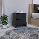 Nightstand with 2-Drawers, End Table with Sturdy Base, Black