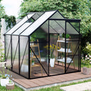 6X6FT-BLACK Polycarbonate Greenhouse Raised Base and Anchor Aluminum Heavy Duty Walk-in Greenhouses for Outdoor Backyard in All Season (W540S00002)