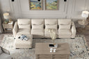 130' Beige Modular L-Shaped Sofa with Storage Ottoman - Spring Pack Cushion, Solid Wood Frame, Versatile Combination Design