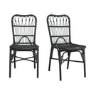Outdoor PE Wicker Patio Dining Chairs Set of 2, Grey, Hand-Woven Rattan with Iron Frame