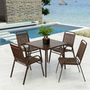 5-Piece Plastic chair and steel table Outdoor Dining Set, plastic Chairs and Table Set for Garden Patio, Brown