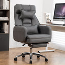 Swivel Ergonomic Office Chair, Technology Leather  High Back Office Chair with Lumbar Support Headrest, Sedentary Comfortable Boss Chair, 155° Reclining Computer Chair (Color : DARK GREY)