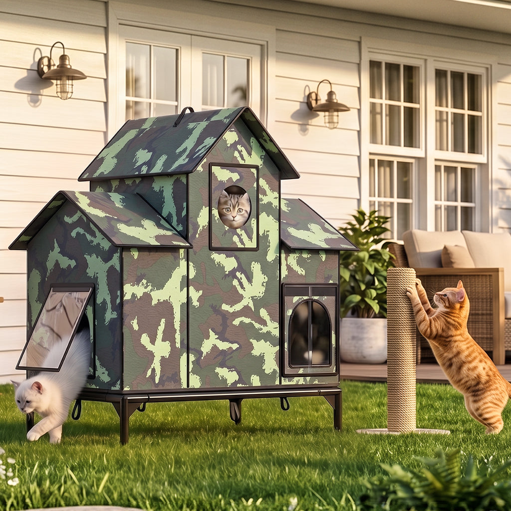 LUCKLIFE® Extra Large Heated Cat House for Outside, 100% Weatherproof, 27.9"W x 16.5"D x 32.7"H, PET07