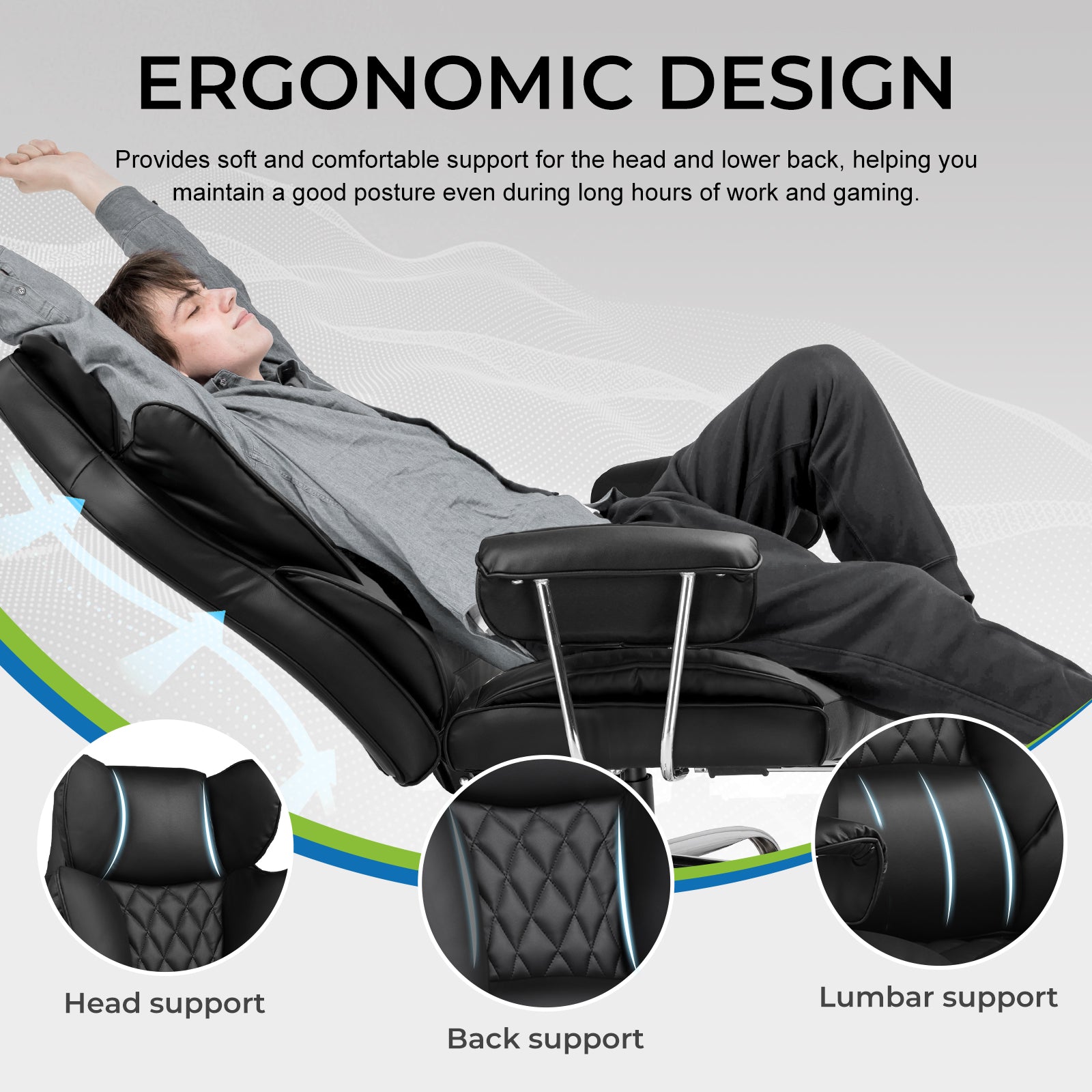 COMHOMA Upgraded Big and Tall Office Chair 400LBS with Pillow & Adjustable Armrest CH510/CH511