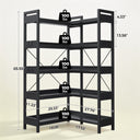 COMHOMA 5-Tier/6-Tier Corner Bookshelf, L-Shaped Metal Frame Shelf with Tall 14" Shelves HBOK1