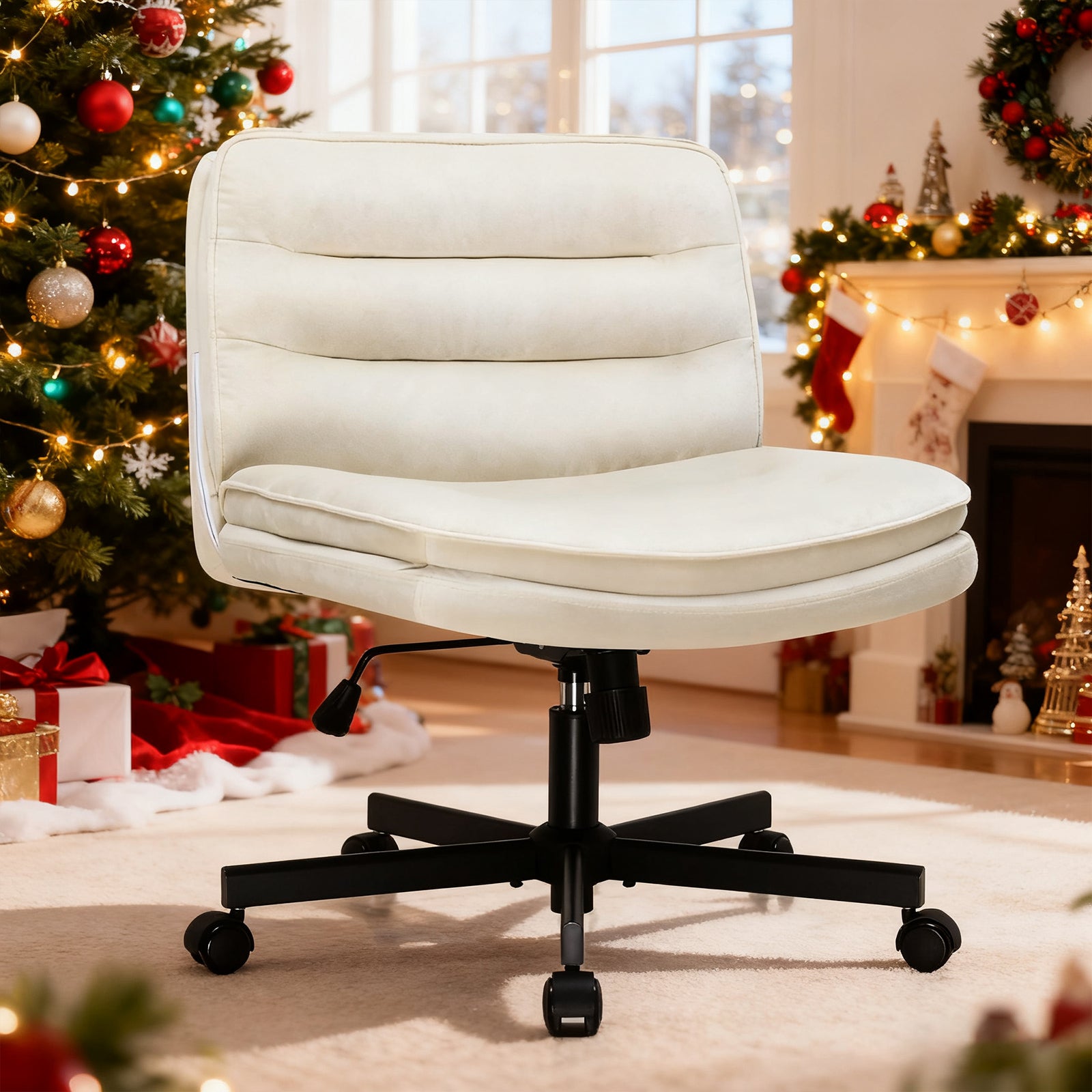 COMHOMA Armless Adjustable Criss Cross Vanity Computer Chair CH310