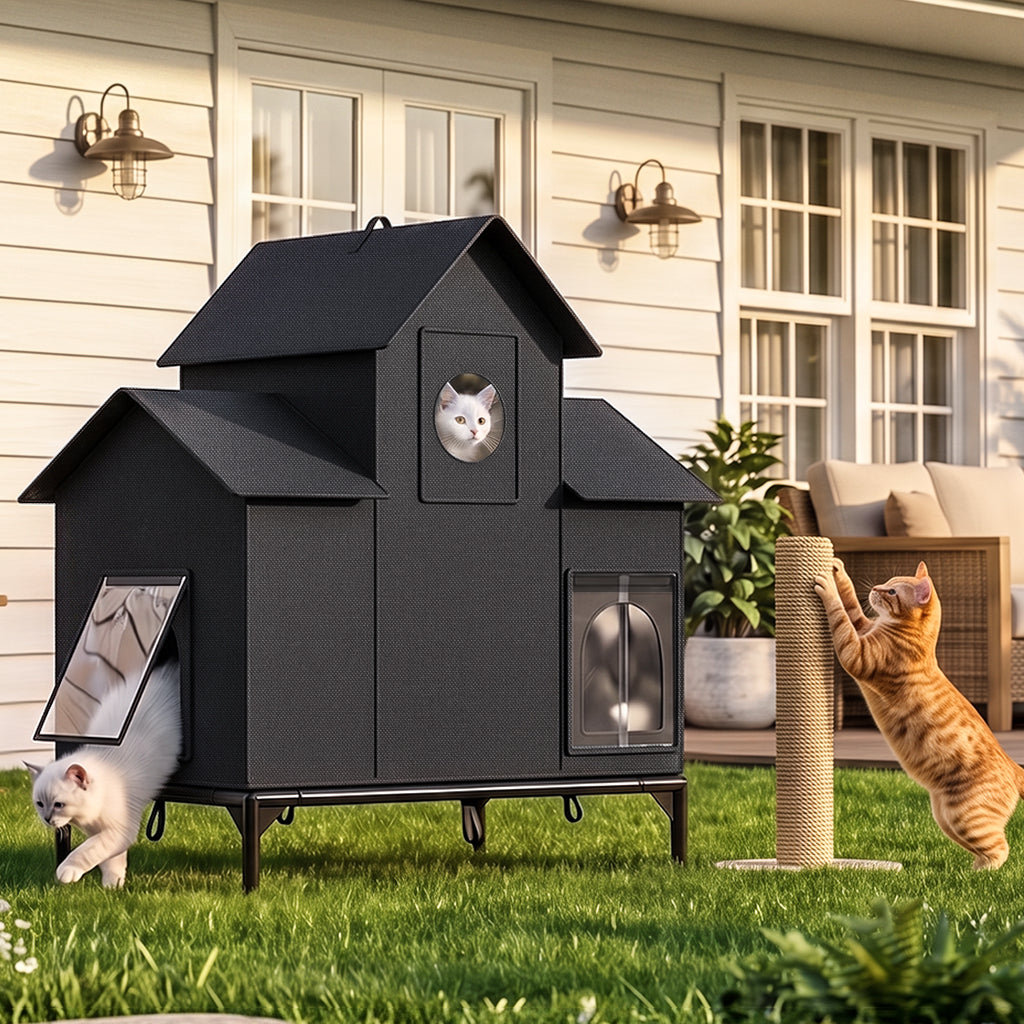 LUCKLIFE® Extra Large Heated Cat House for Outside, 100% Weatherproof, 27.9"W x 16.5"D x 32.7"H, PET07