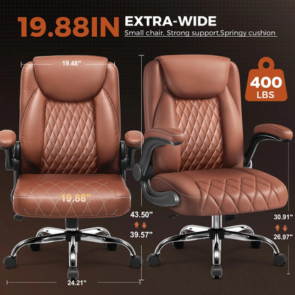 COMHOMA Big and Tall Office Chair, 400LBS Wide Seat Ergonomic Chair, High Back Executive Leather Chair CH227
