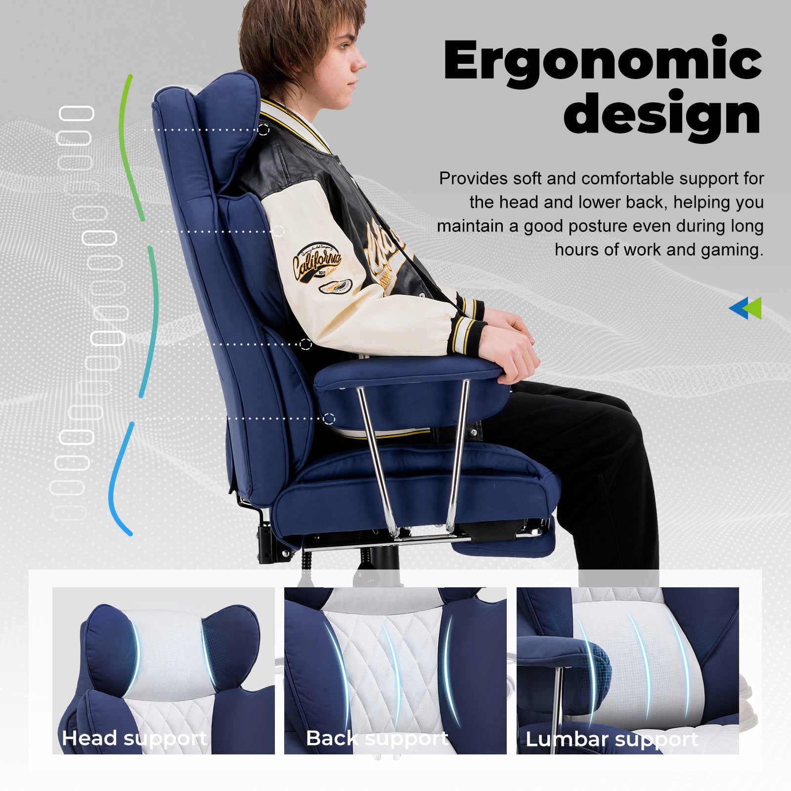 COMHOMA Big and Tall Office Chair with Lumbar Support & Adjustable Footrest GT205