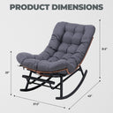 COMHOMA Outdoor Rocking Papasan Chair, Oversized Wicker Patio Rocker OT-CH03