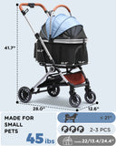 COMHOMA 3-in-1 Foldable Pet Stroller for Small Dogs & Cats Up to 45 lbs with Storage Basket and Cup Holder, PET-CART01
