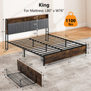 COMHOMA Bed Frame with 2 Storage Drawers & LED BF001