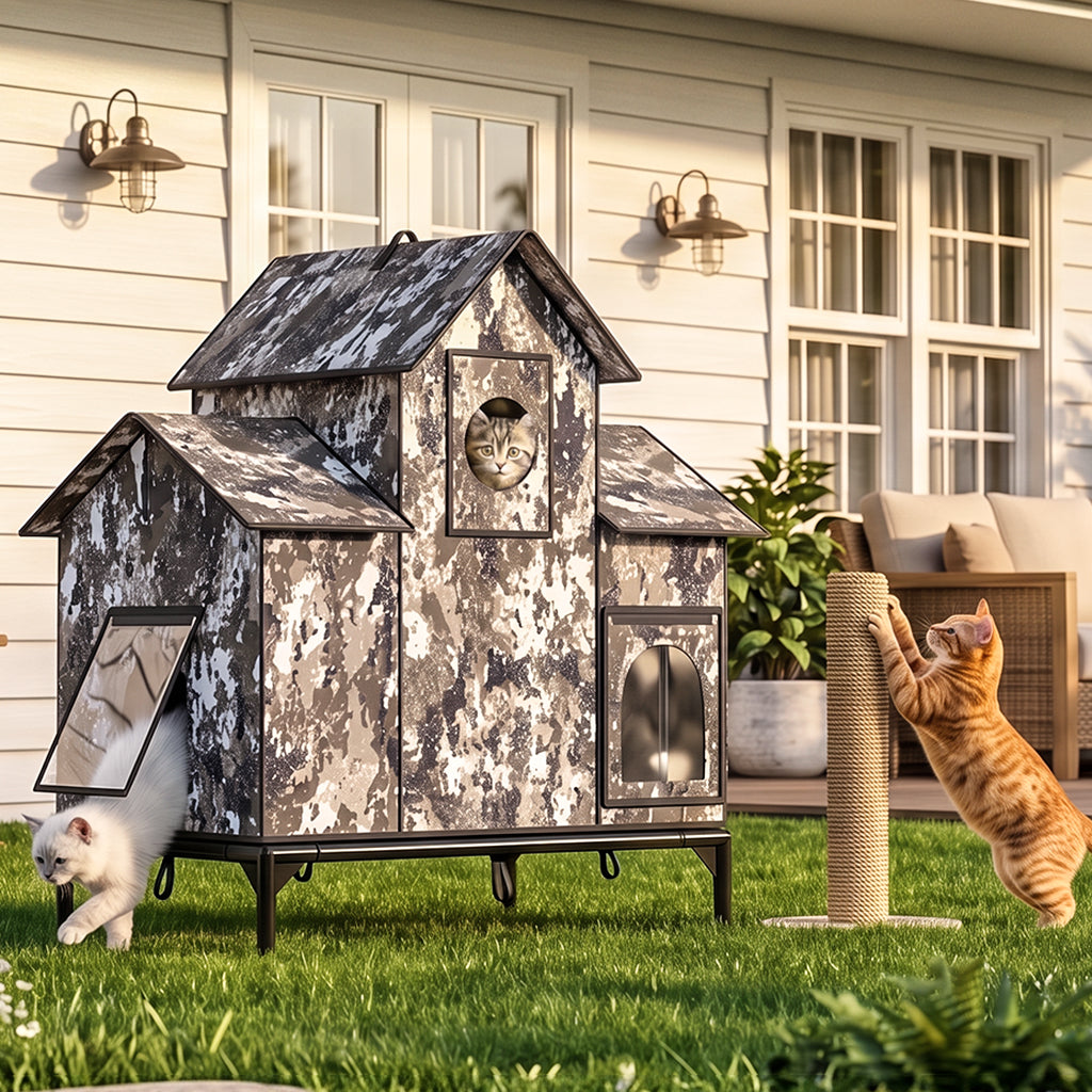 LUCKLIFE® Extra Large Heated Cat House for Outside, 100% Weatherproof, 27.9"W x 16.5"D x 32.7"H, PET07