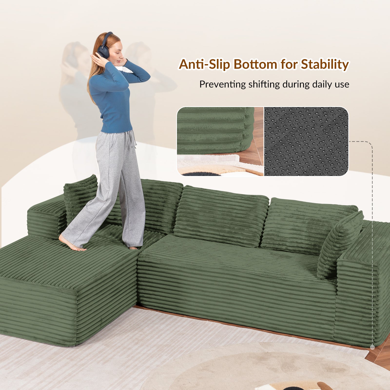 COMHOMA Cloud Sectional Couch-B10-WMT