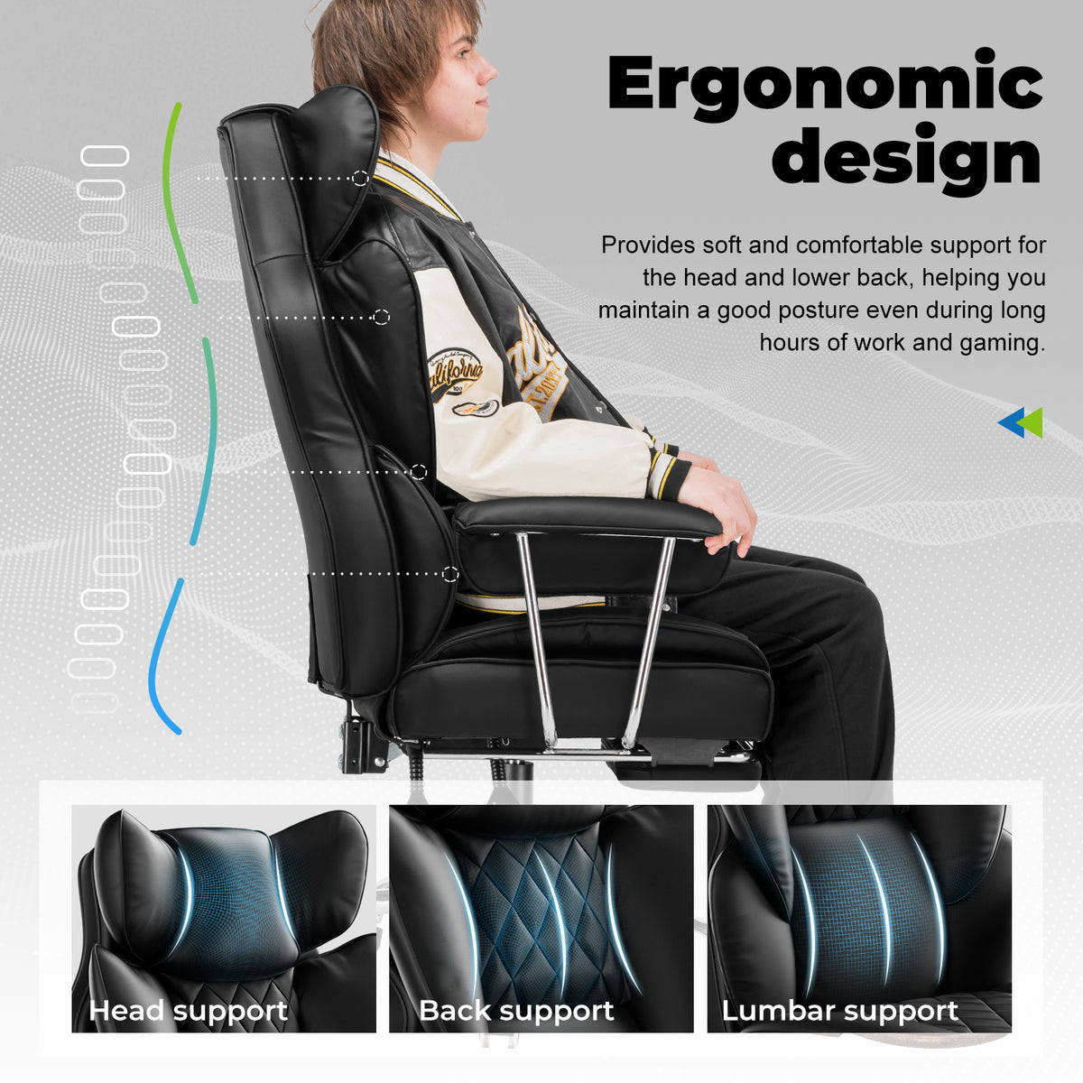 COMHOMA® Big and Tall Ergonomic Office Chair with Linkage Armrest & Wide Seat