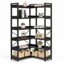 COMHOMA 5-Tier/6-Tier Corner Bookshelf, L-Shaped Metal Frame Shelf with Tall 14" Shelves HBOK1