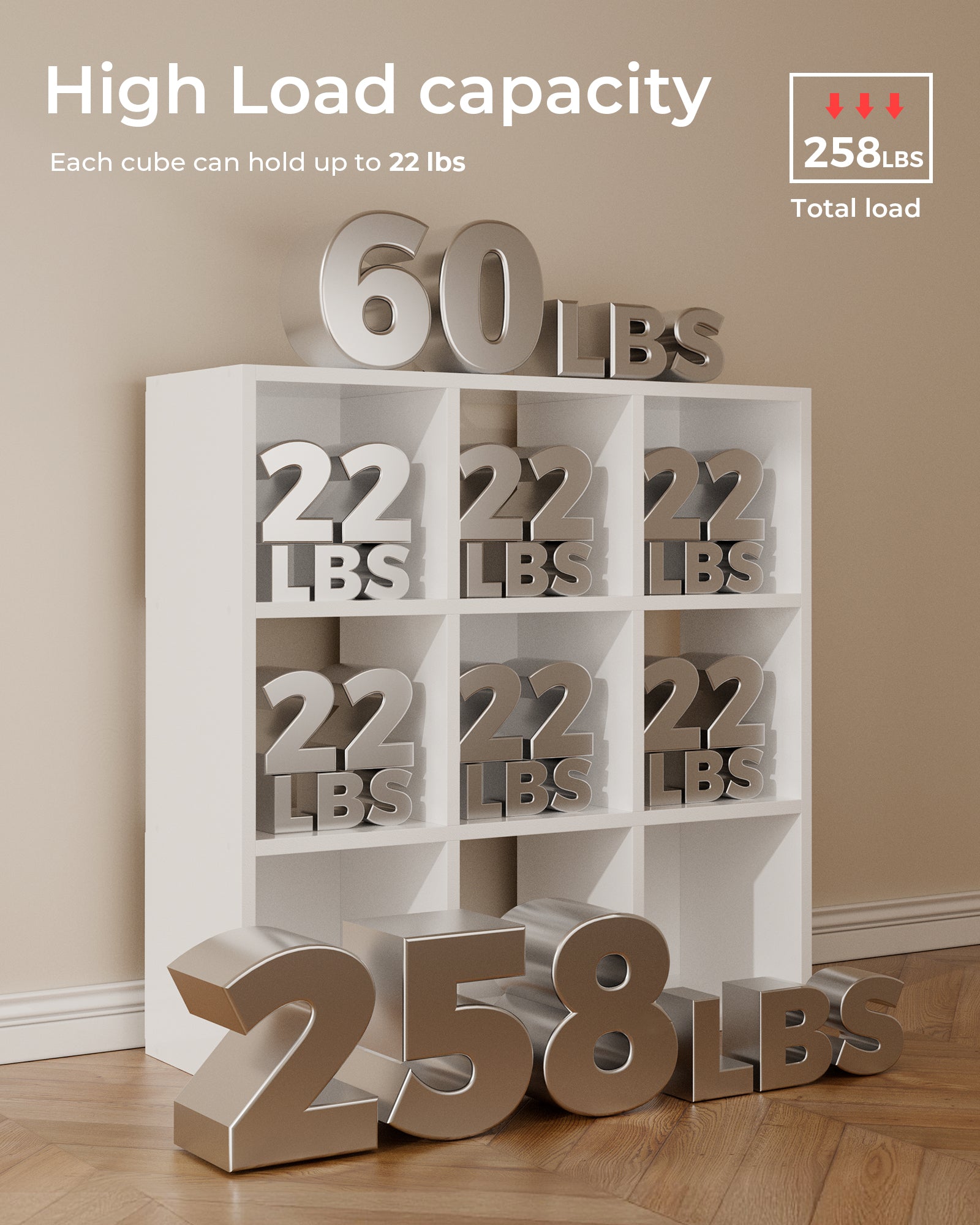 6/8/9 Cubes Wood Storage Organizer with Open Back and Removable Back Panels B3001-LUCKLIFE