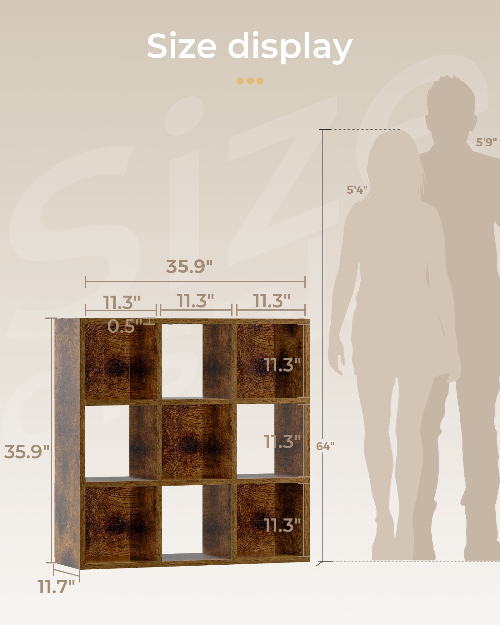 6/8/9 Cubes Wood Storage Organizer with Open Back and Removable Back Panels B3001-LUCKLIFE
