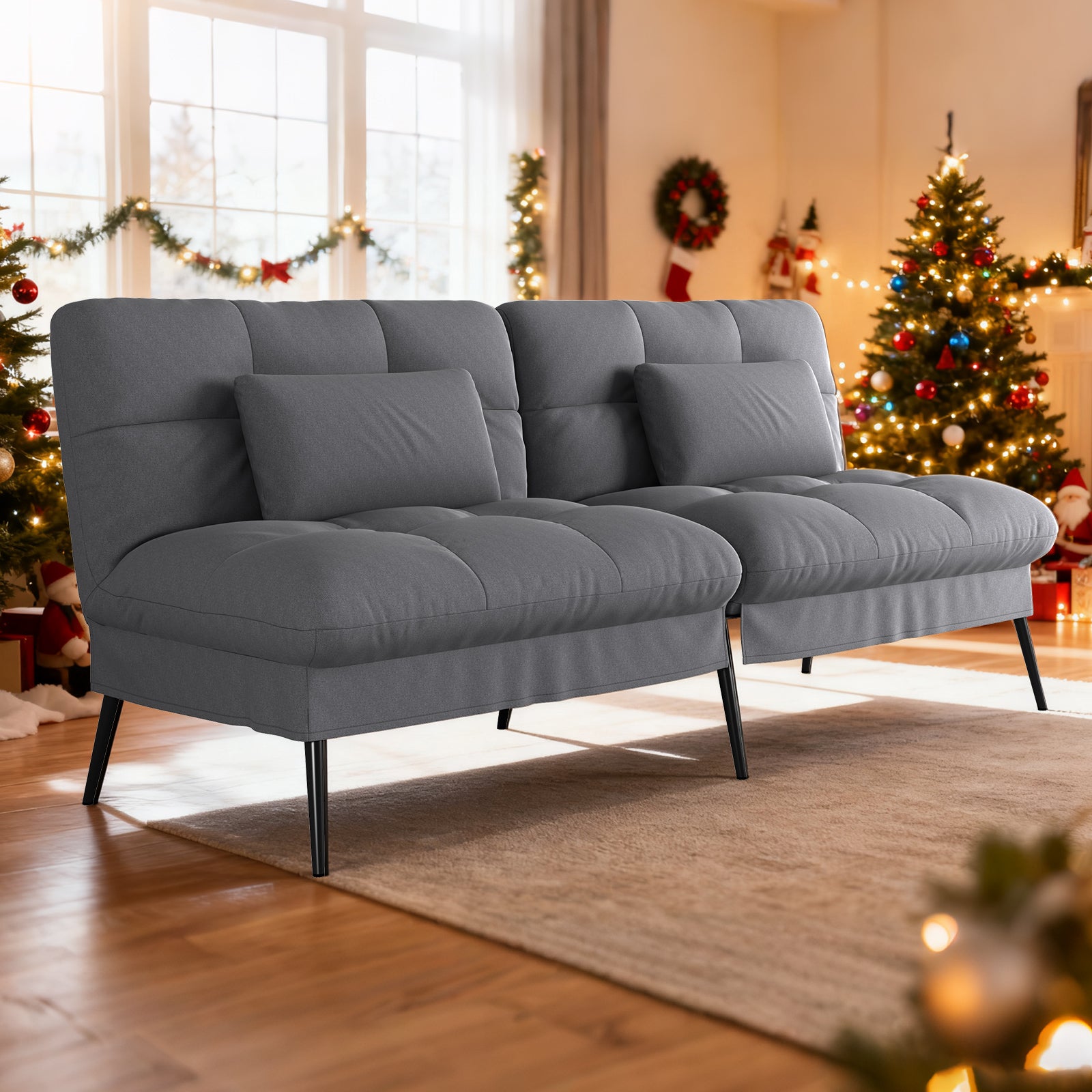 COMHOMA 72“ Convertible Futon Sofa Bed with Adjustable Backrest B001