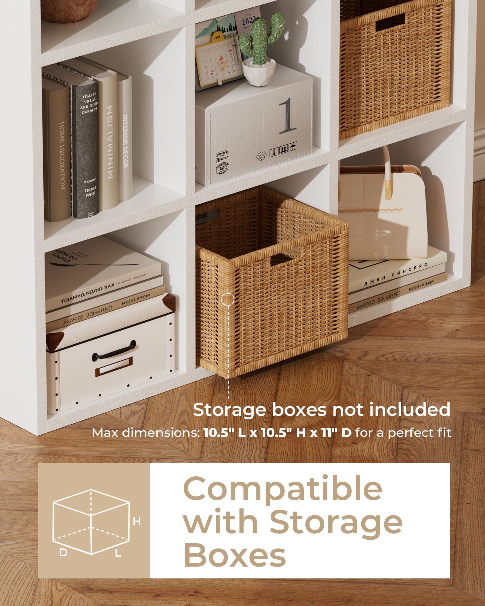 6/8/9 Cubes Wood Storage Organizer with Open Back and Removable Back Panels B3001-LUCKLIFE