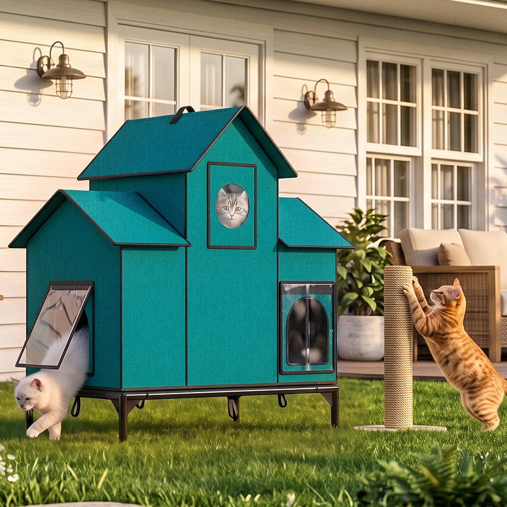 LUCKLIFE® Extra Large Heated Cat House for Outside, 100% Weatherproof, 27.9"W x 16.5"D x 32.7"H, PET07