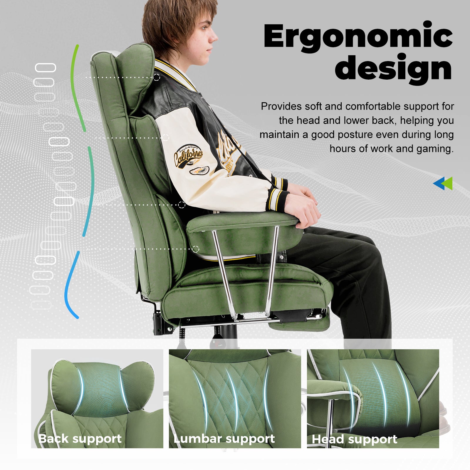 Ergonomic design person in side view.