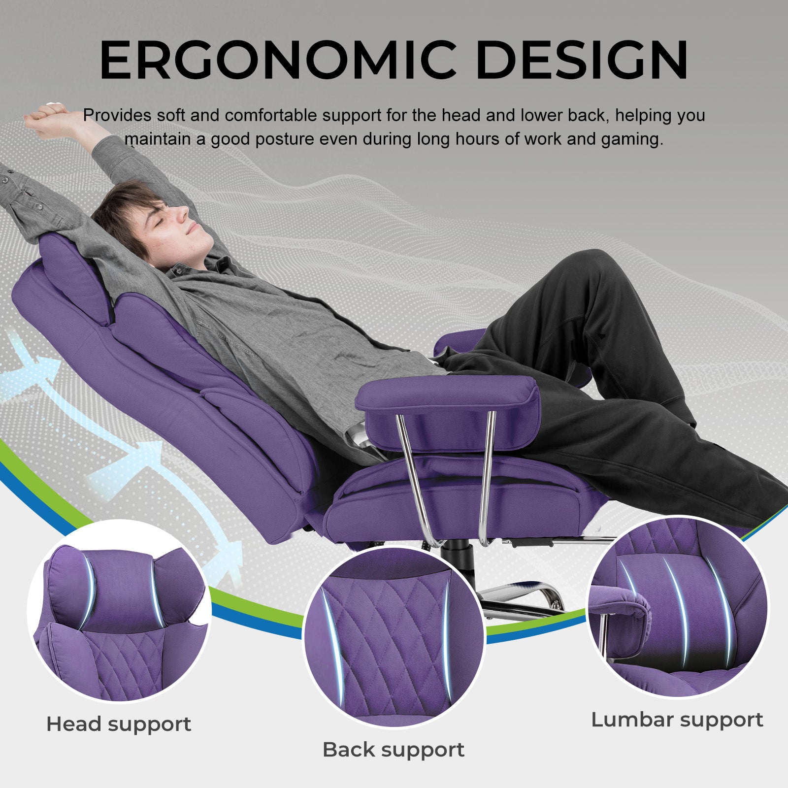 COMHOMA® Colorful Big and Tall Office Chair with Lumbar Support & Adjustable Footrest GT205