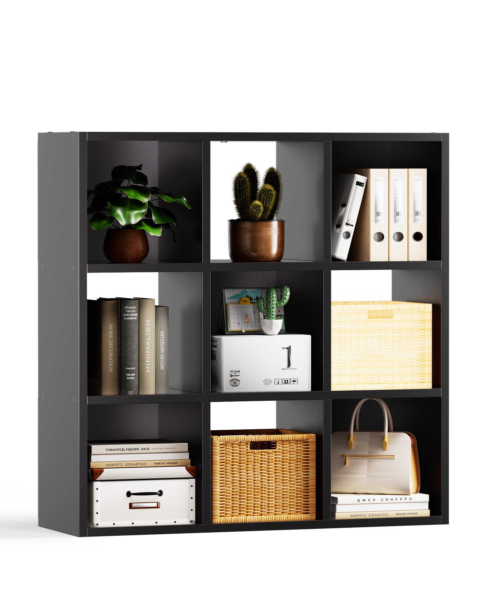 6/8/9 Cubes Wood Storage Organizer with Open Back and Removable Back Panels B3001-LUCKLIFE