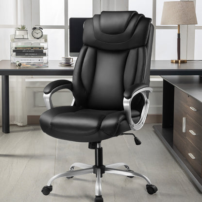 COMHOMA PU Leather Adjustable Office Chair with Headrest & Lumbar Support CH158