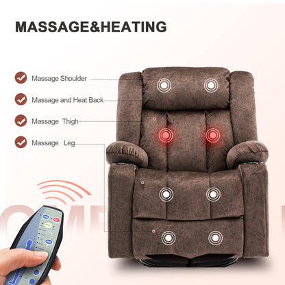 COMHOMA Recliner with Swivel, Massage & Heat H1148