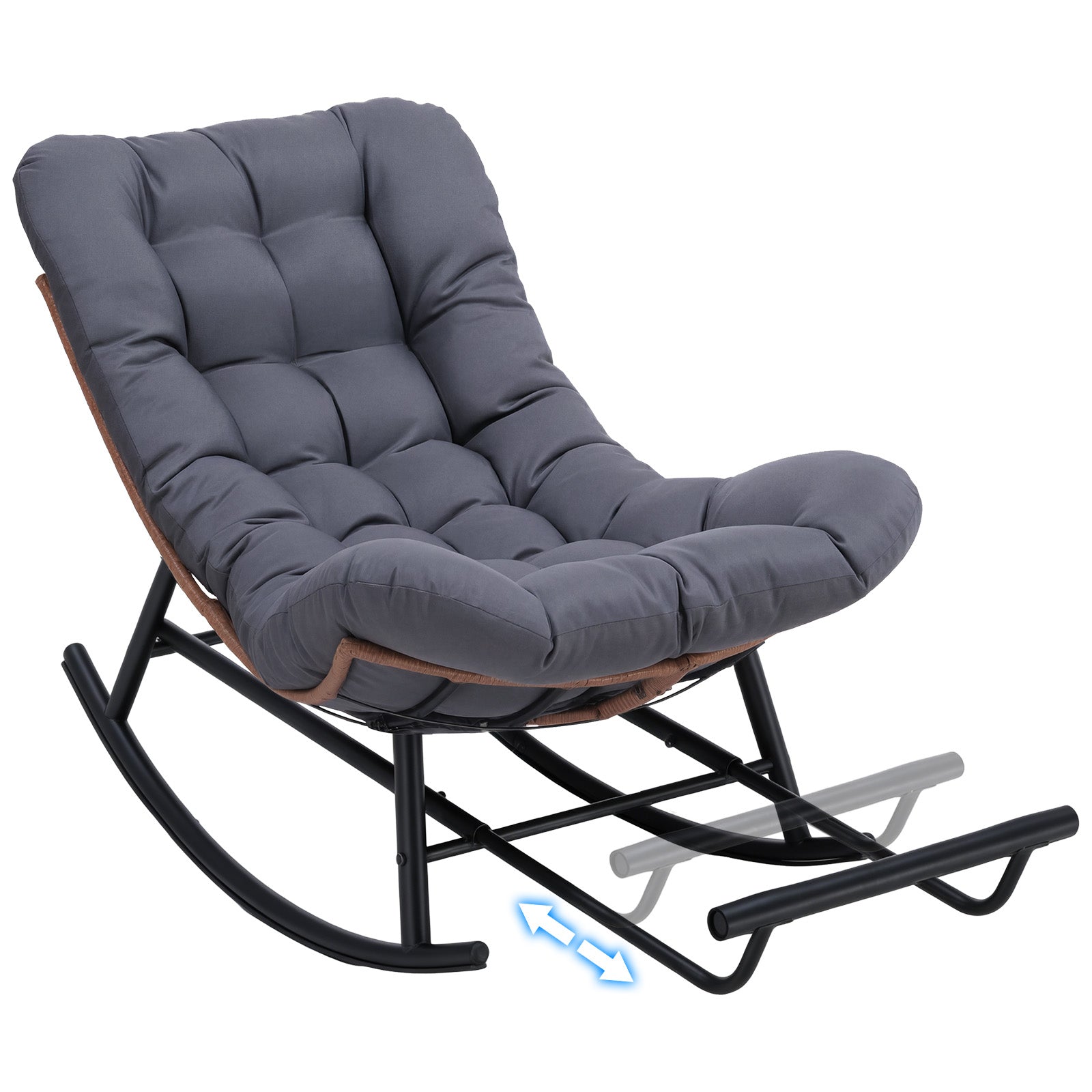 COMHOMA Outdoor Rocking Papasan Chair, Oversized Wicker Patio Rocker OT-CH03