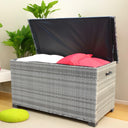 148 Gallon Wicker Patio Furniture Storage Box (Grey)