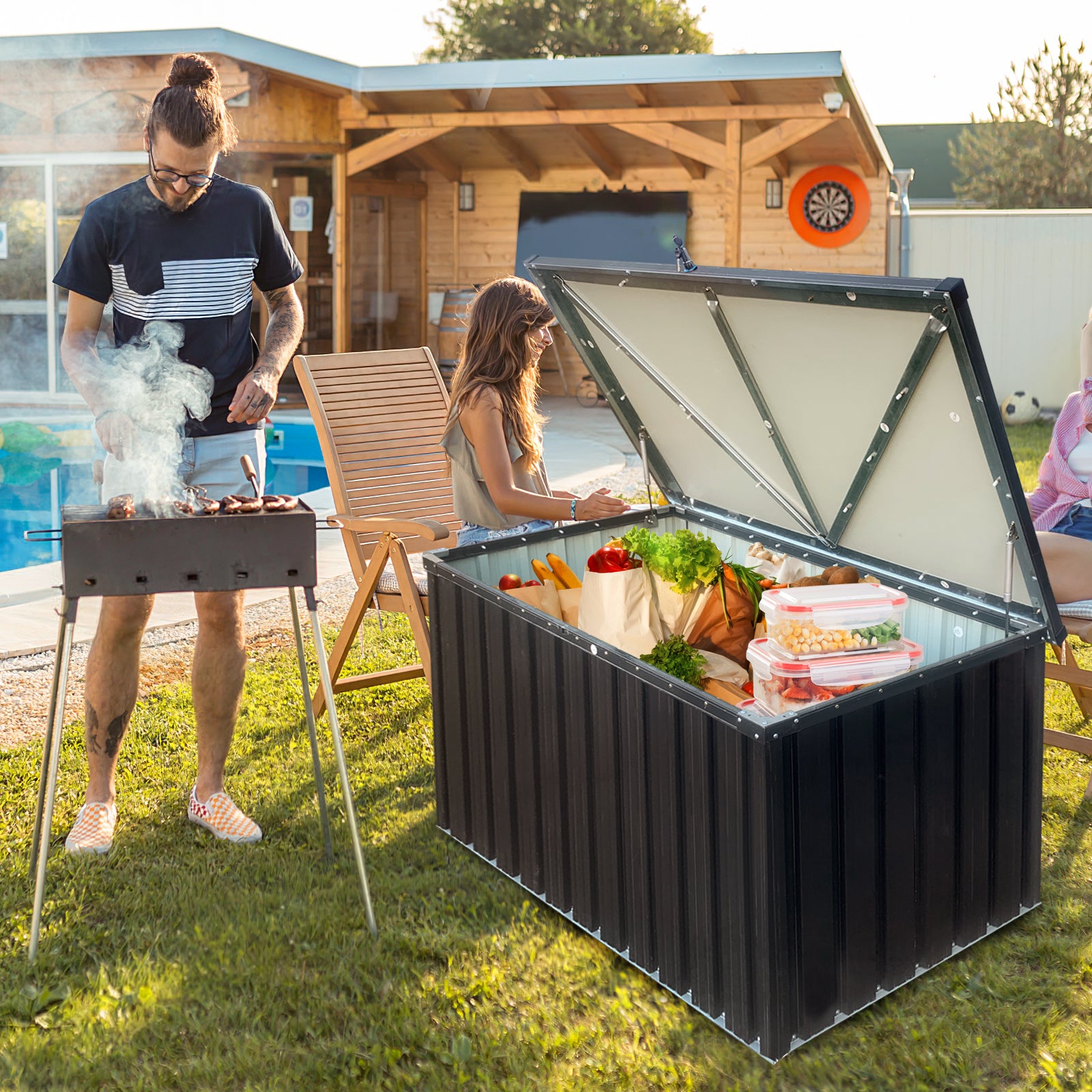 161 Gallon Outdoor Metal Storage Box Store Small