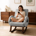 COMHOMA Teddy Fabric Rocking Chair Nursery with Ottoman & Lumber Pillow H007
