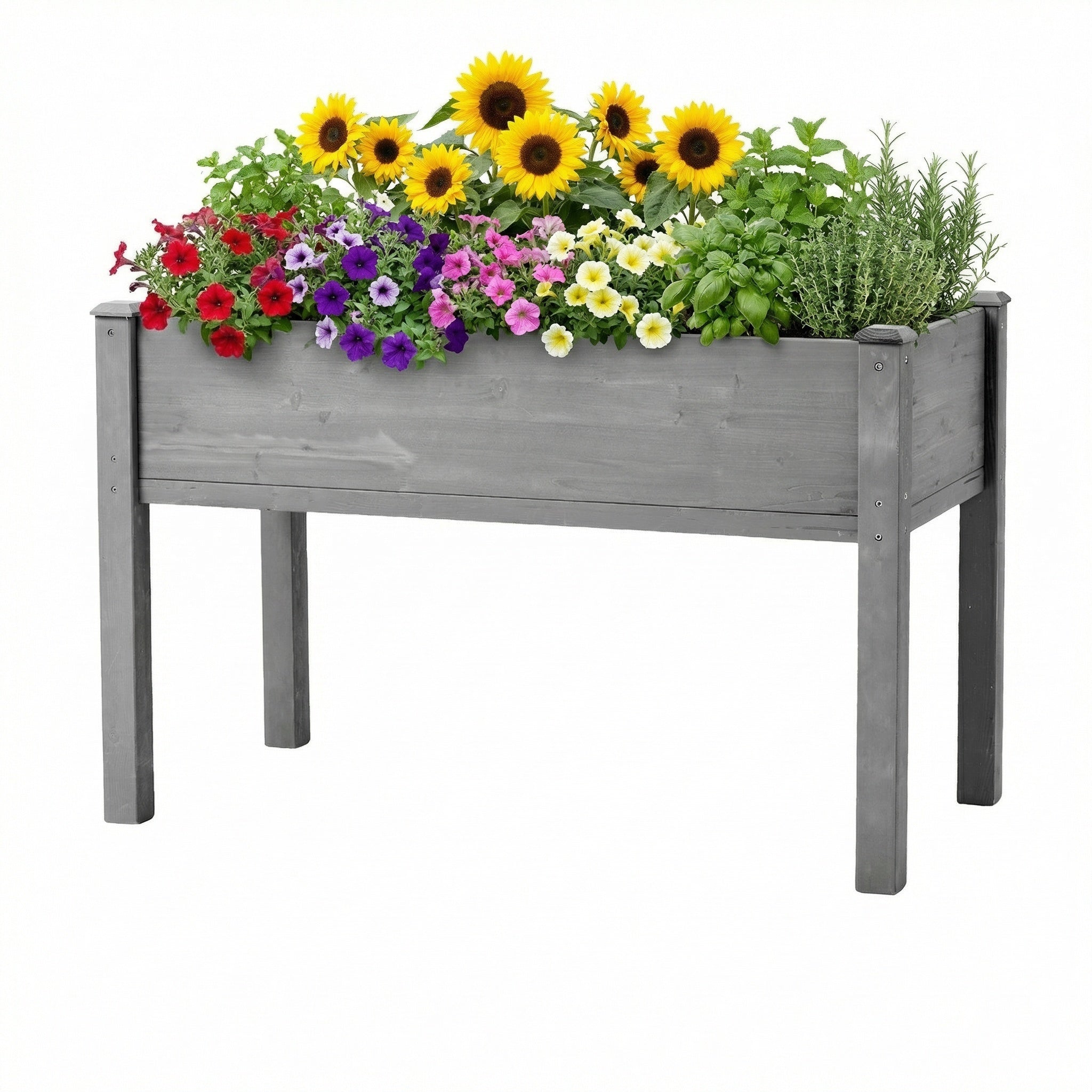 48x24x30 inch Raised Garden Bed with Legs, Elevated Wooden Planter Box for Outdoor Plants Flowers Fruits Vegetable Herb Growing