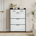 1250 Black color shoe cabinet with 3 doors 2 drawers,PVC door with shape ,large space for storage