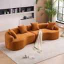 Compression Sponge Sofa Orange Curved Modular Sectional, 30D High-Density Chenille Sleeper Couch for Apartment, Living Room,110'L