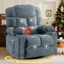 Oversized Massage Swivel Recliner Chair with Lumbar Heating for Living Room Rocker Recliner with Cup Holders and USB Charge Port, for Adult