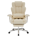 Office Chair, Big and Tall Executive Office Chair with Footrest, Leather Computer Chair, Ergonomic Reclining Chair High Back , Large Home Office Chair (Beige)