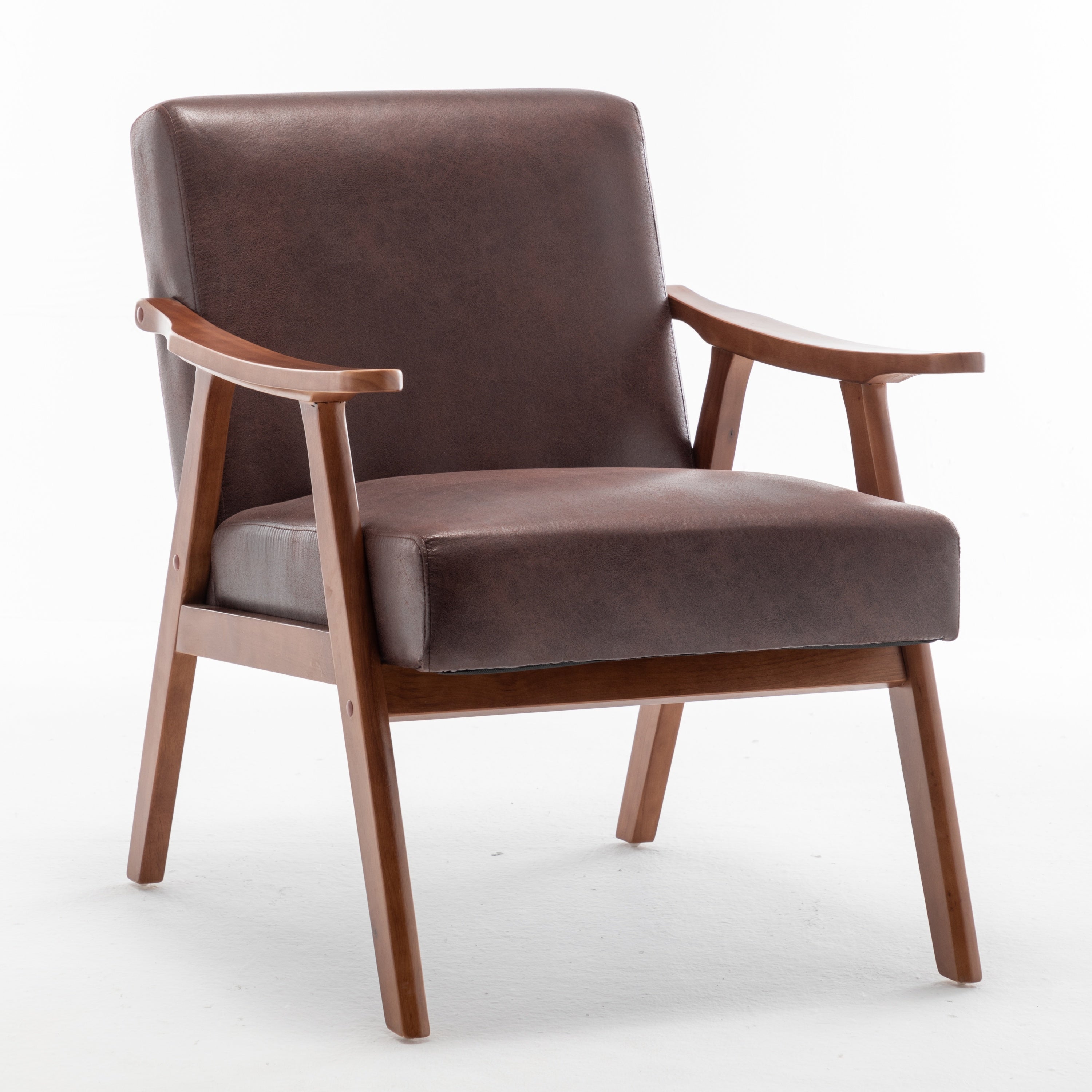 Mid-Century Modern Wingback Accent Chair with Solid Wood Frame and Extra-Thick Backrest – Lounge Chair for Living Room, Bedroom, or Reading Room