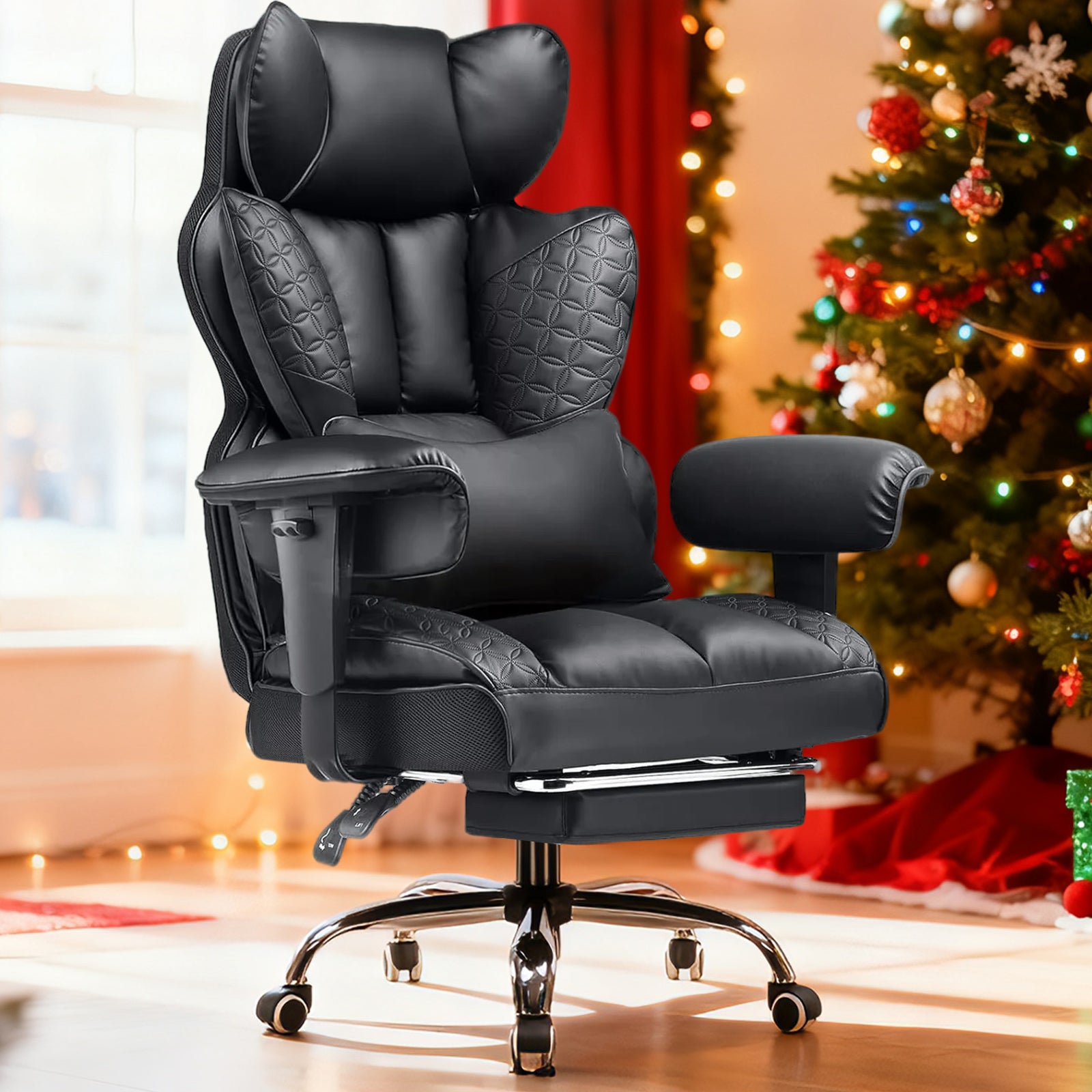 COMHOMA Upgraded Big and Tall Office Chair 400LBS with Pillow, Adjustable Armrest CH510