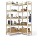 COMHOMA 5-Tier/6-Tier Corner Bookshelf, L-Shaped Metal Frame Shelf with Tall 14" Shelves HBOK1
