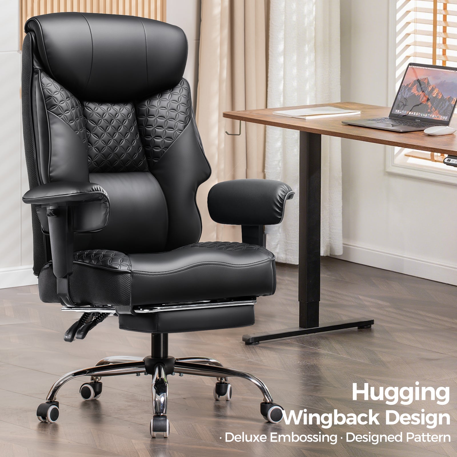 COMHOMA Big and Tall Office Chair 400lbs, 90°-150° Recline CH810