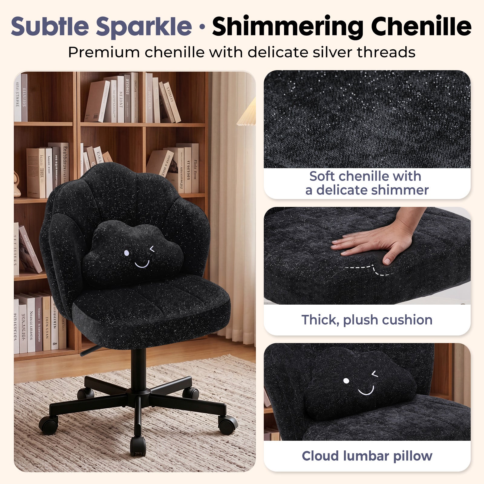 COMHOMA Petal Cute Vanity Chair, Height Adjustable CH718