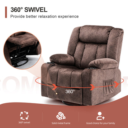 COMHOMA Recliner with Swivel, Massage & Heat H1148