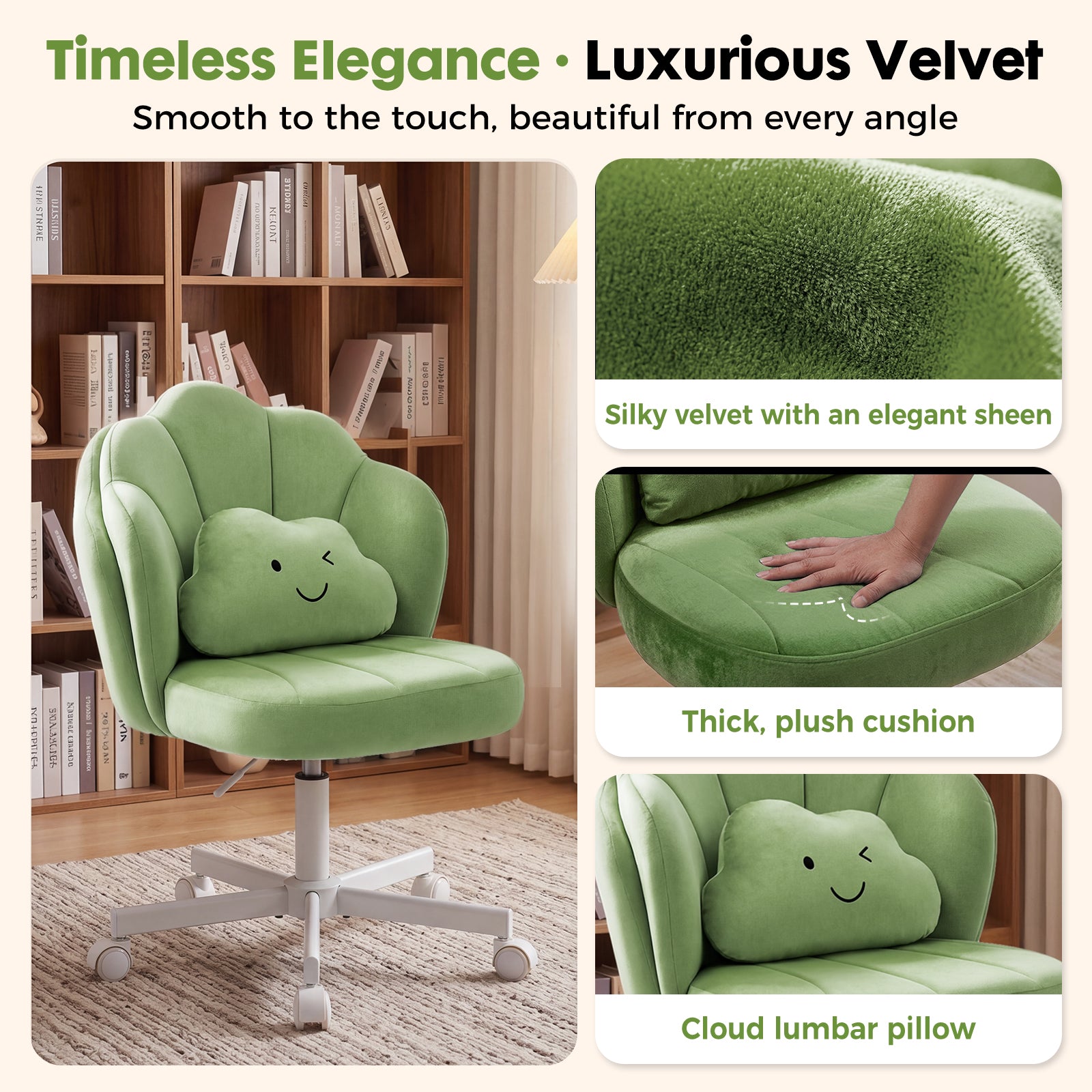 COMHOMA Petal Cute Vanity Chair, Height Adjustable CH718