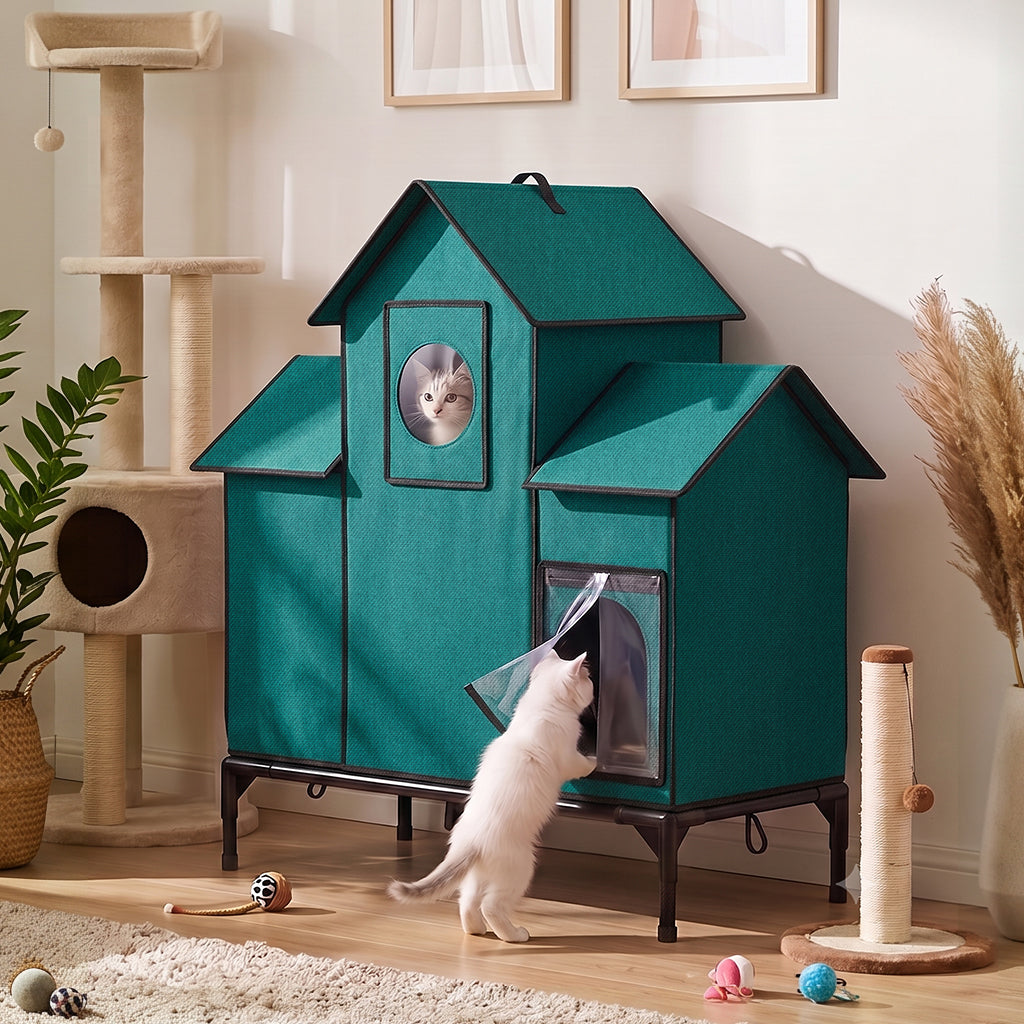 LUCKLIFE® Extra Large Heated Cat House for Outside, 100% Weatherproof, 27.9"W x 16.5"D x 32.7"H, PET07