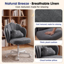 Ergonomic office chair with breathable linen fabric, thick plush cushion, and cloud lumbar pillow designed for comfort, featured in New Arrivals and Low Back Office Chair collections.