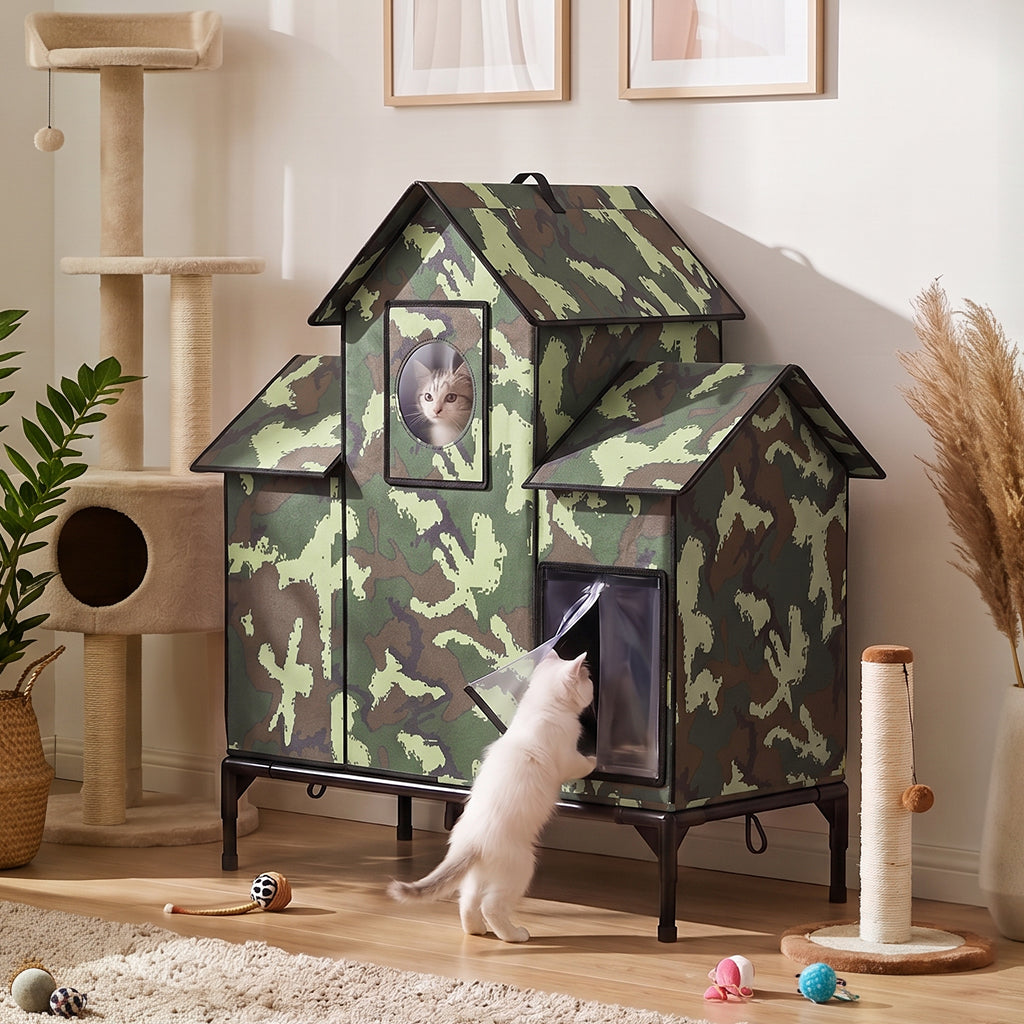 LUCKLIFE® Extra Large Heated Cat House for Outside, 100% Weatherproof, 27.9"W x 16.5"D x 32.7"H, PET07
